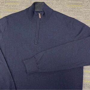 UNTUCKit Belguardo Merino Wool 1/4 Zip Sweater Men’s Large Dark Navy Lightweight